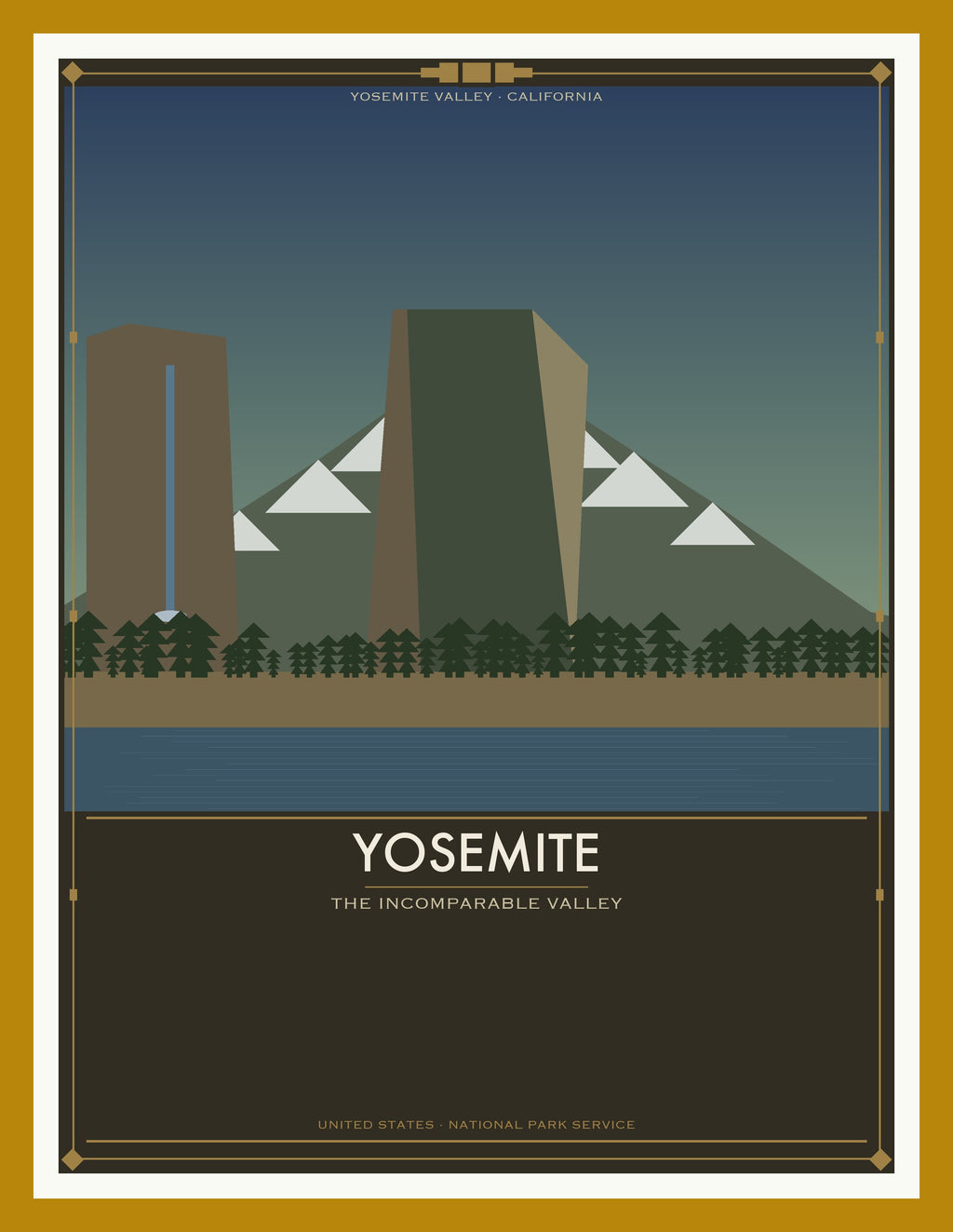 Yosemite National Park - Vintage WPA Style Travel Poster — Oak Frame 18×24" Wall Art