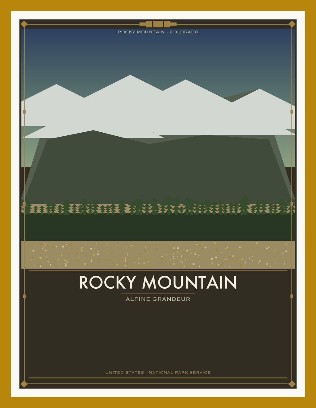 Rocky Mountain National Park - Vintage WPA Style Travel Poster — Oak Frame 18×24" Wall Art