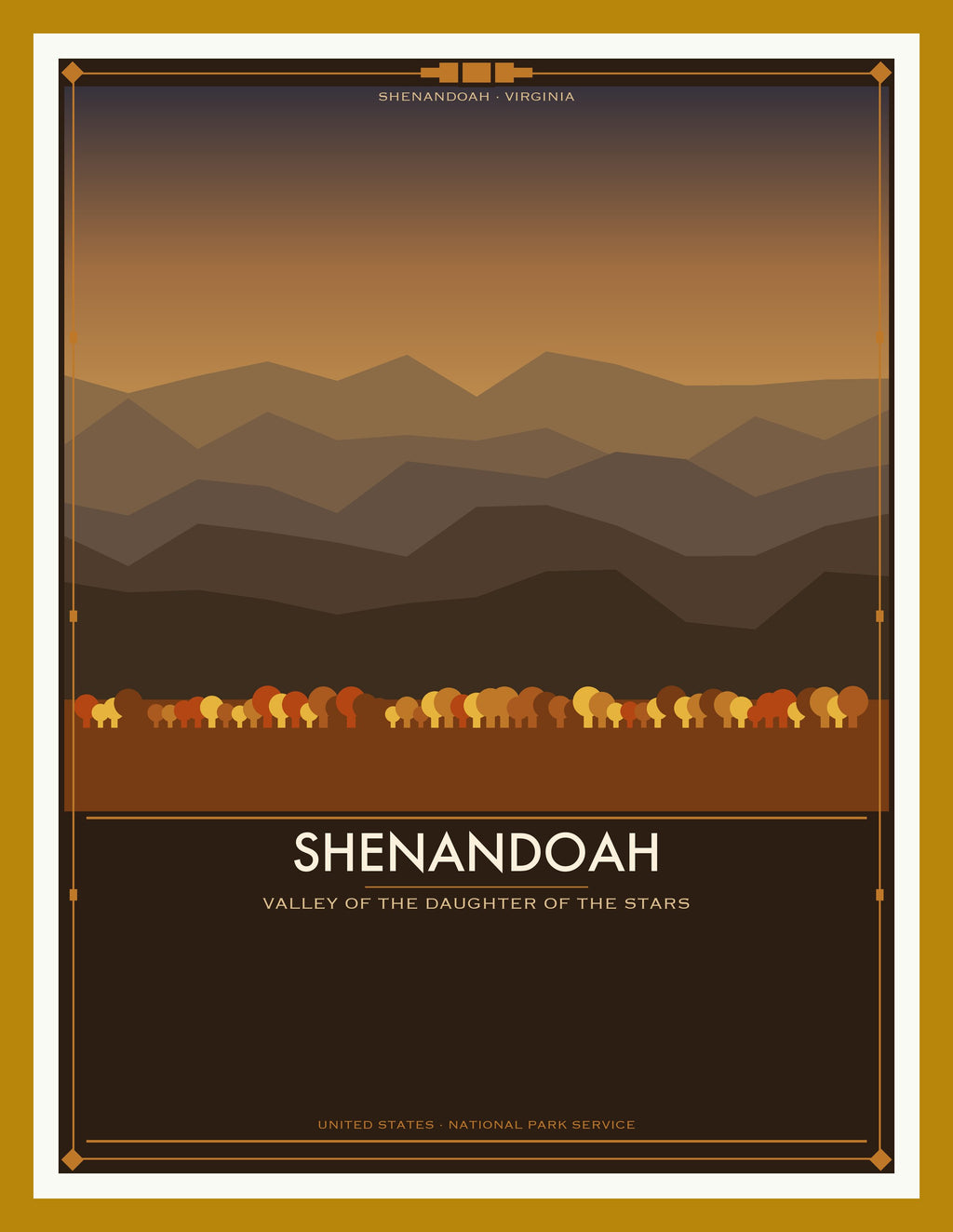 Shenandoah National Park - Vintage WPA Style Travel Poster — Oak Frame 18×24" Wall Art