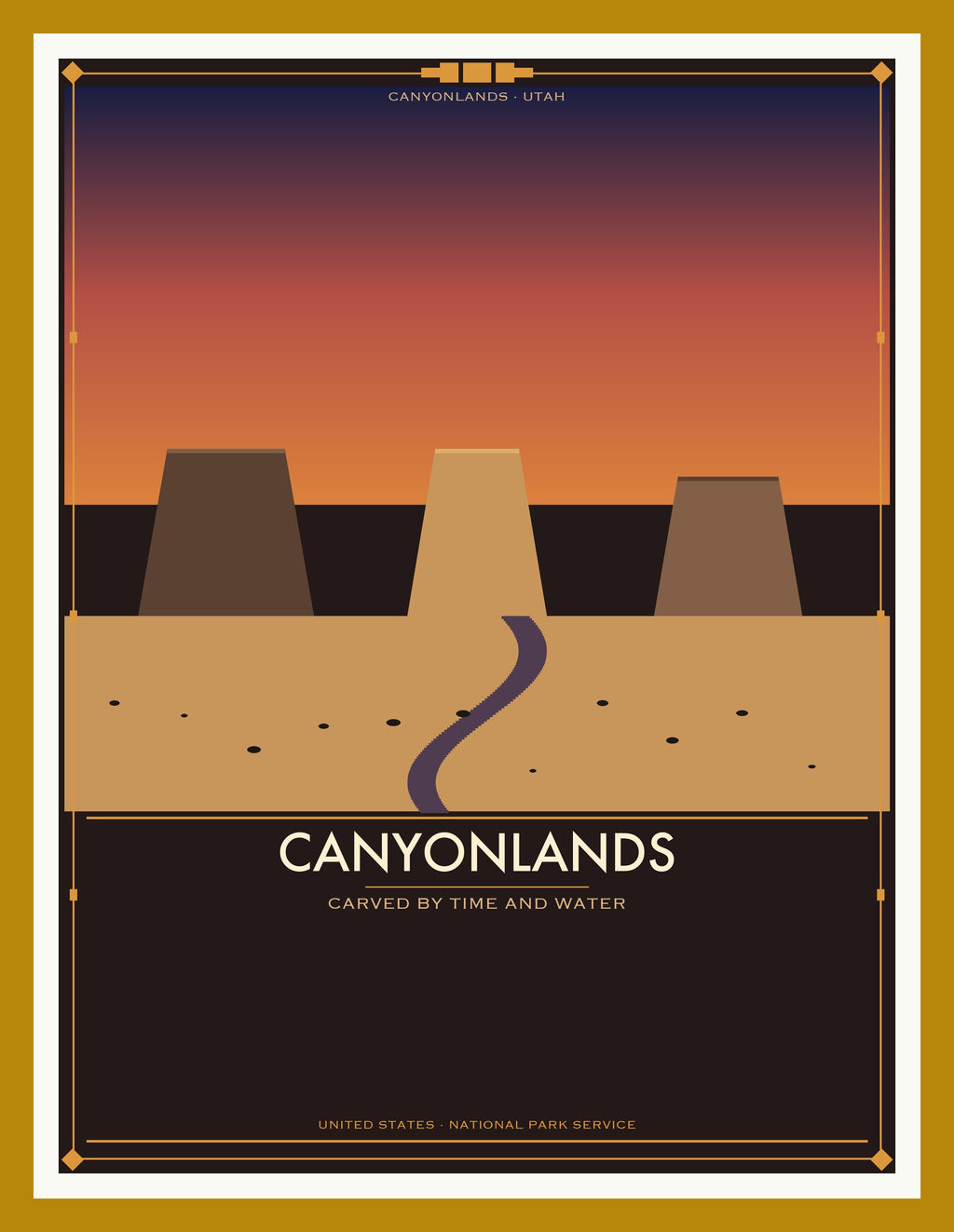 Canyonlands National Park - Vintage WPA Style Travel Poster — Oak Frame 18×24" Wall Art