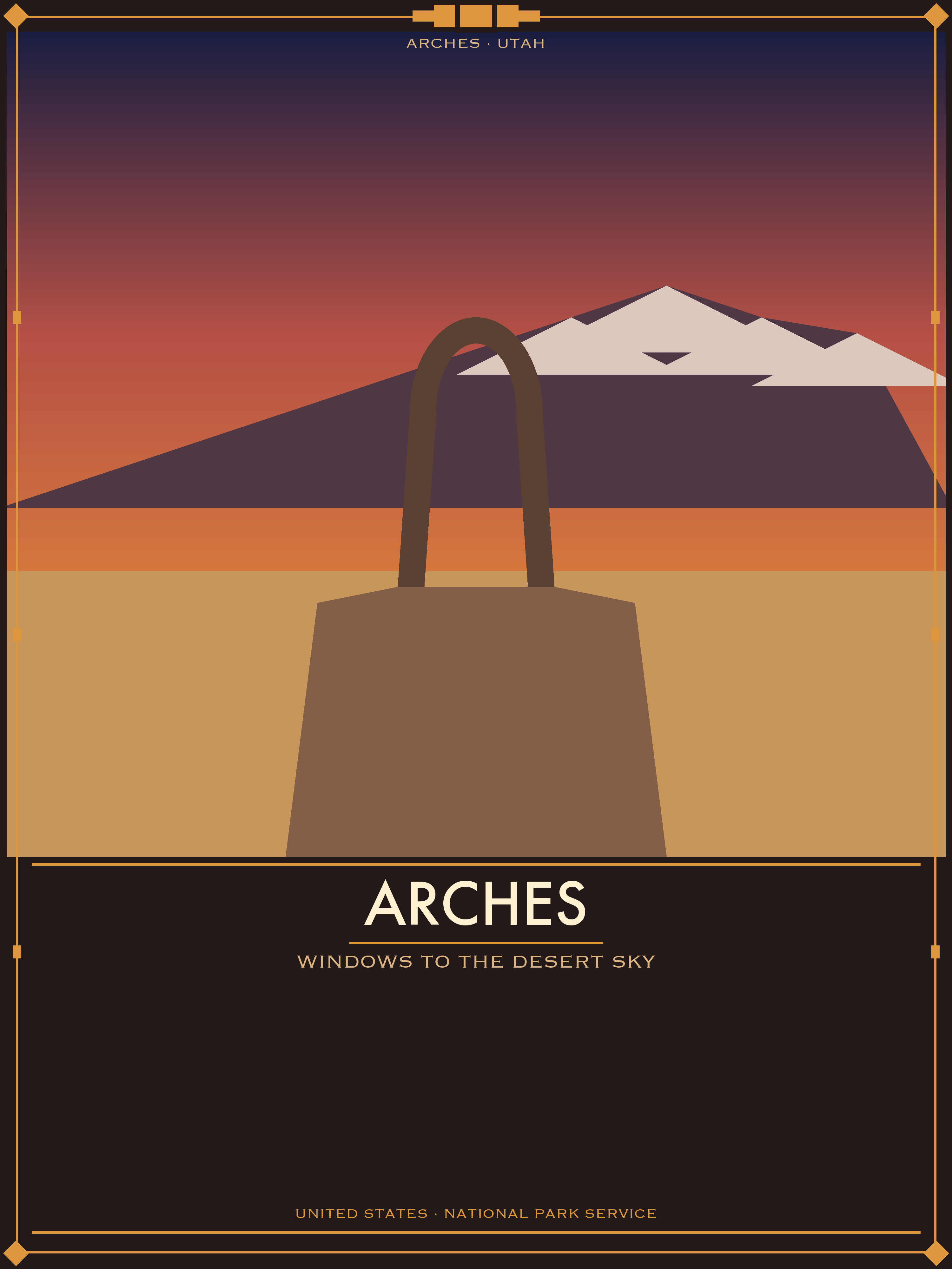 Arches National Park - Vintage WPA Style Travel Poster