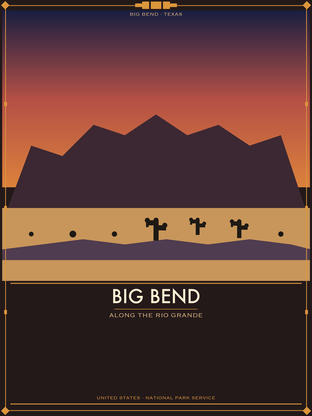 Big Bend National Park - Vintage WPA Style Travel Poster — National Park Poster 18×24" Wall Art