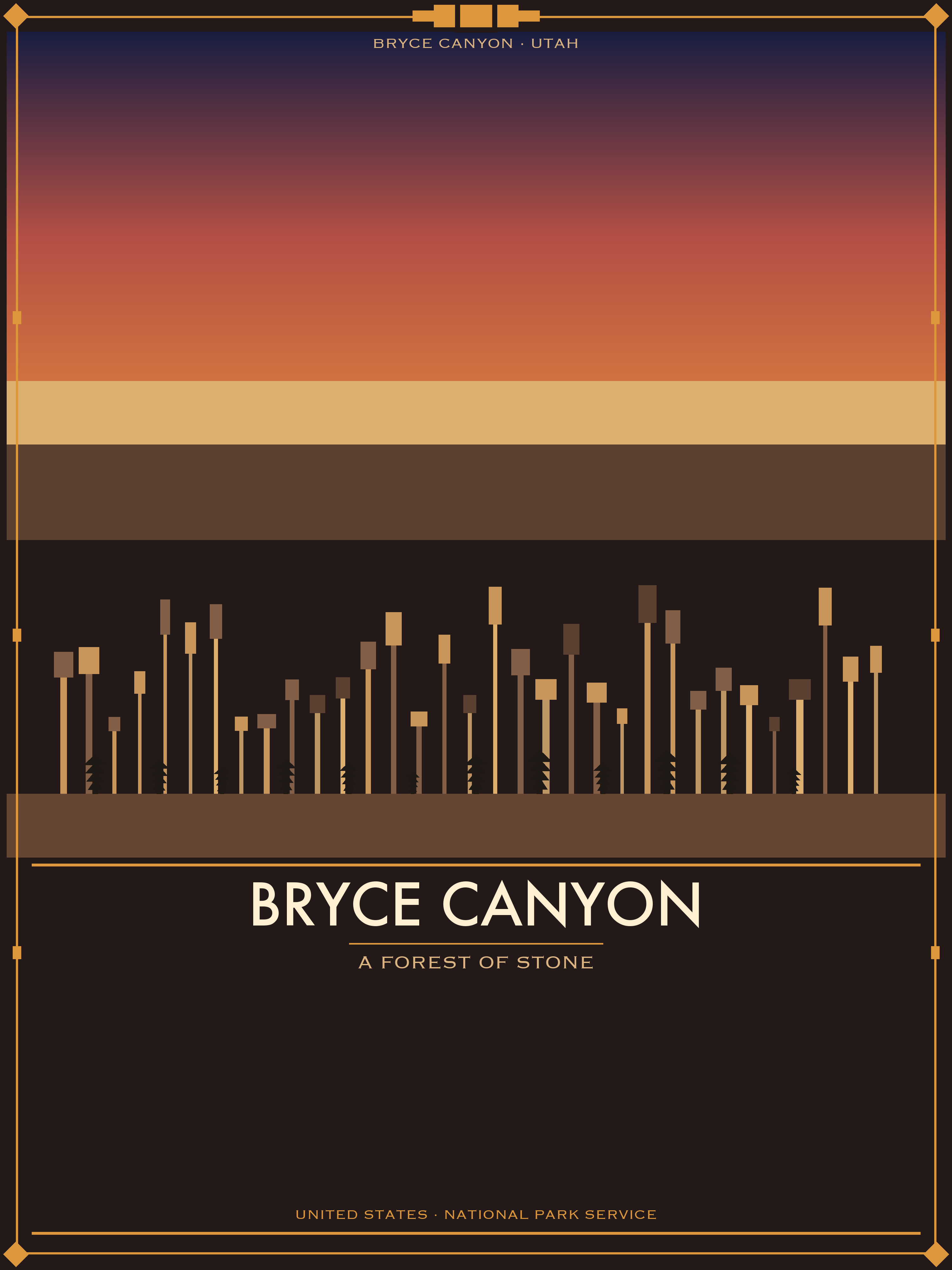 Bryce Canyon National Park - Vintage WPA Style Travel Poster