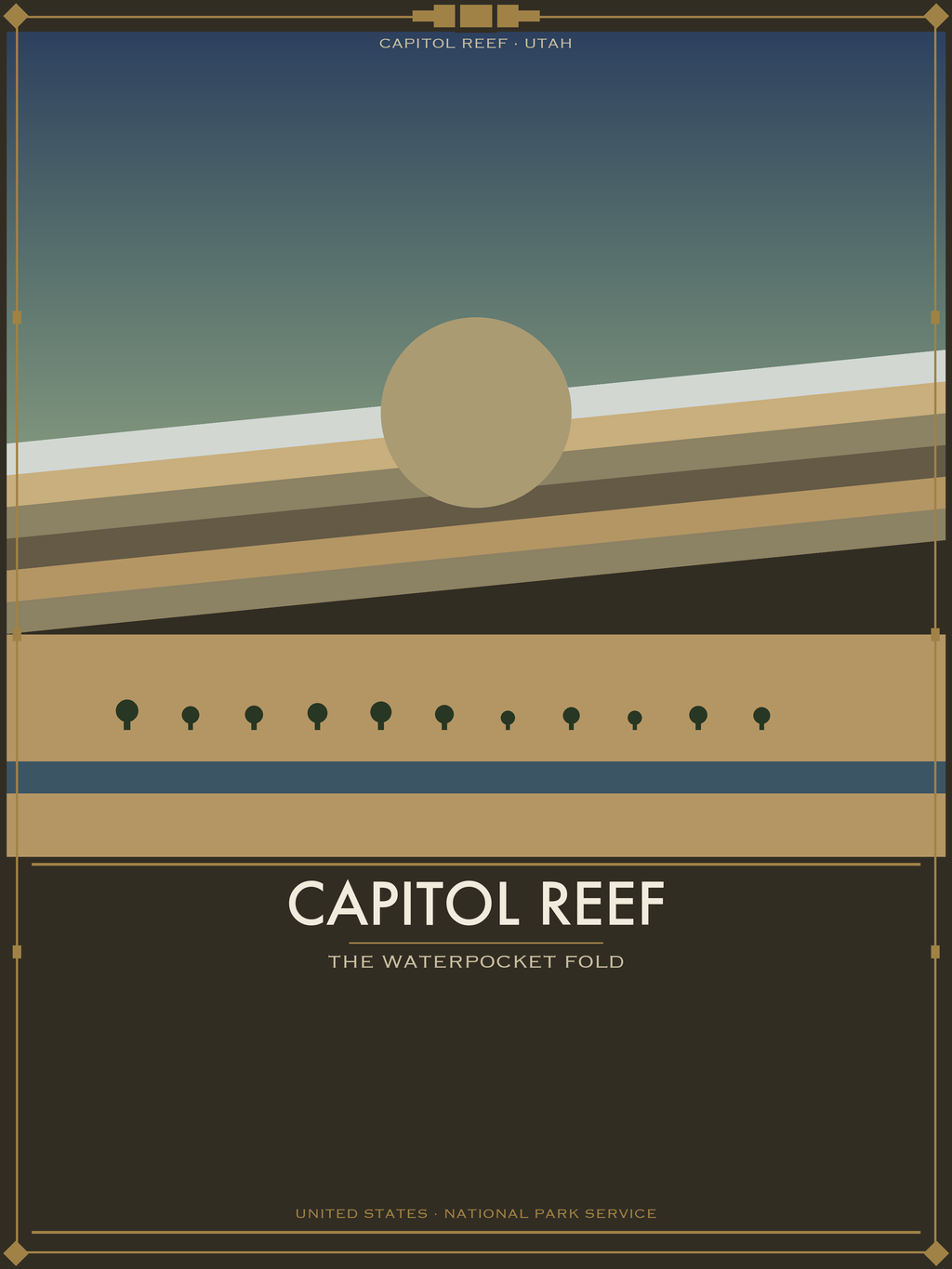 Capitol Reef National Park - Vintage WPA Style Travel Poster — National Park Poster 18×24" Wall Art