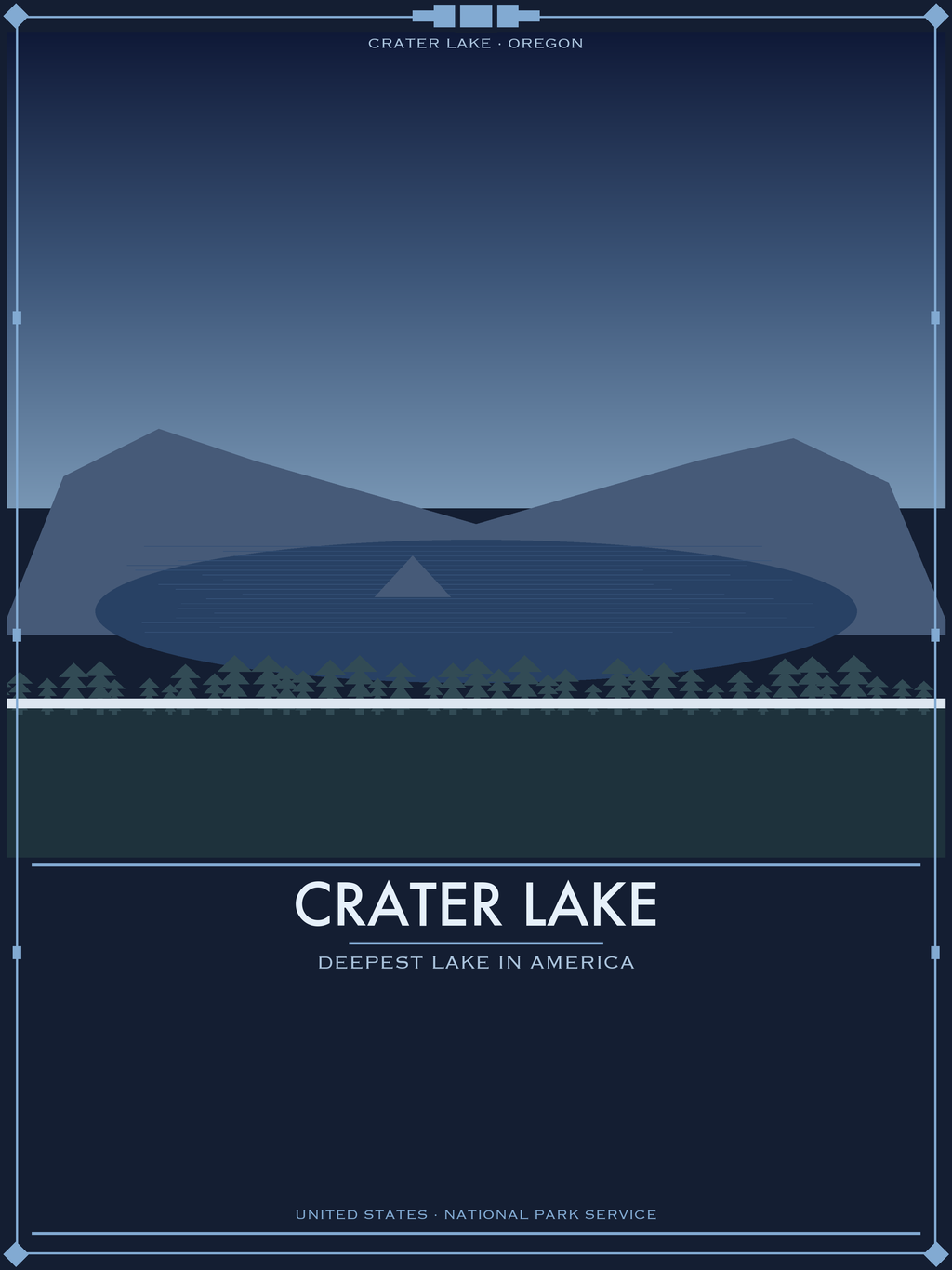 Crater Lake National Park - Vintage WPA Style Travel Poster — National Park Poster 18×24" Wall Art