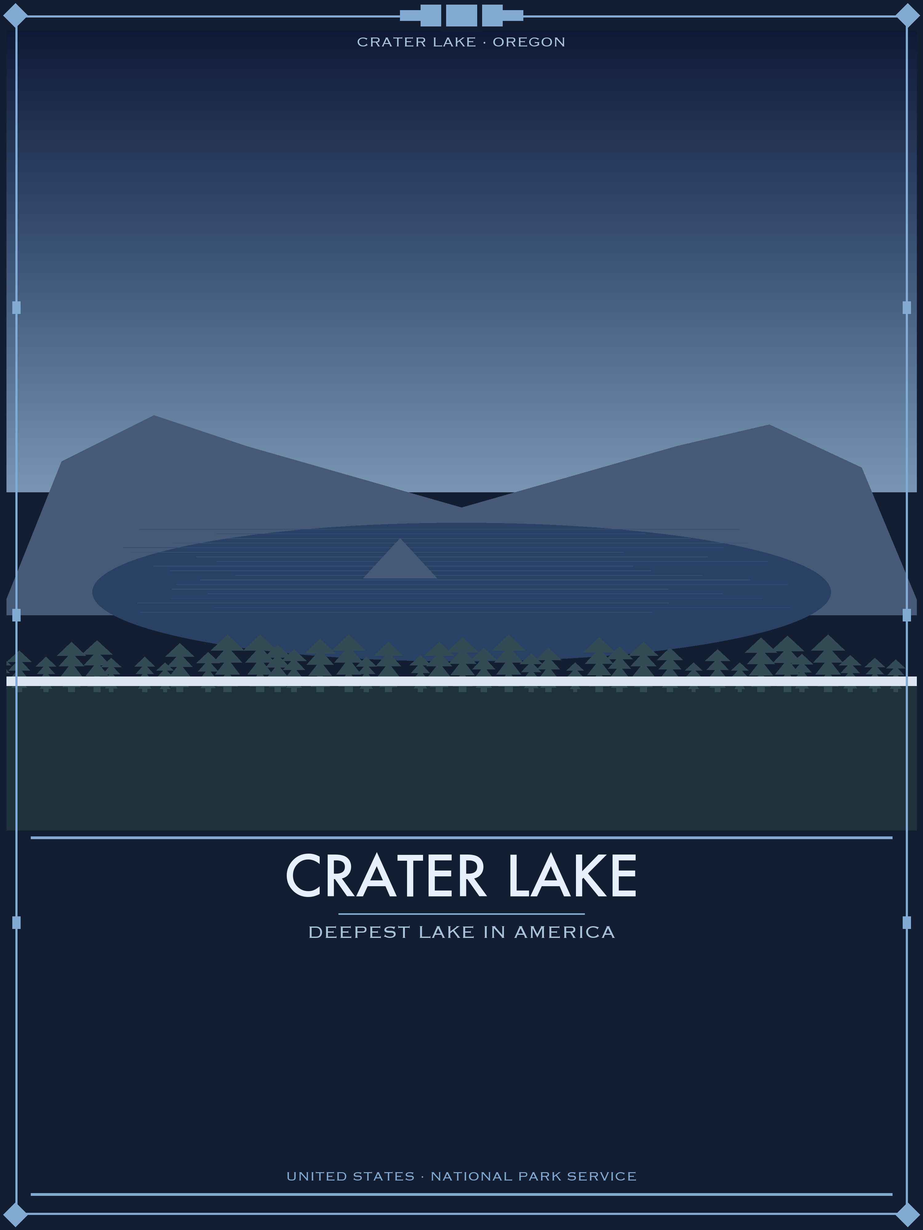 Crater Lake National Park - Vintage WPA Style Travel Poster