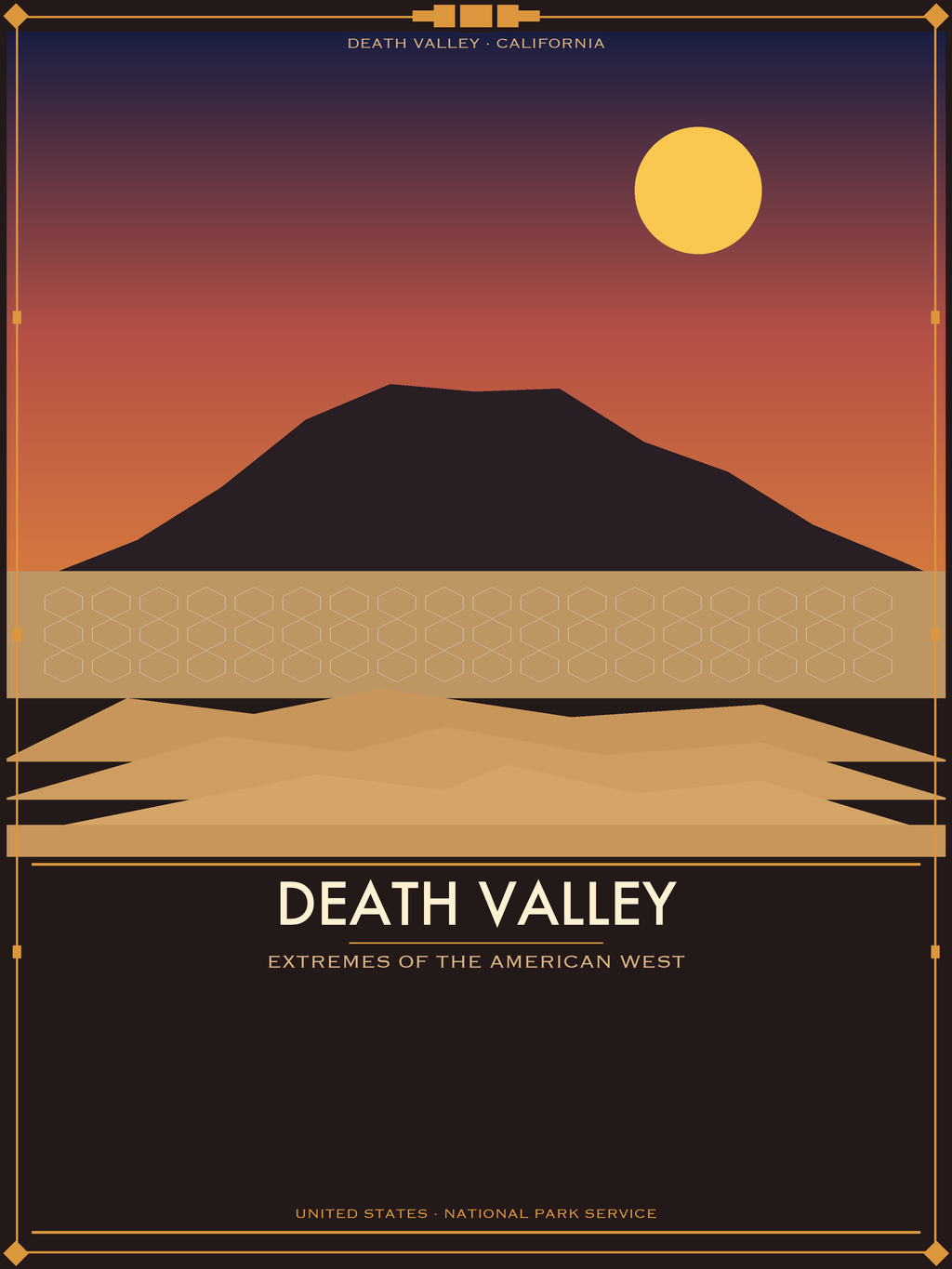 Death Valley National Park - Vintage WPA Style Travel Poster — National Park Poster 18×24" Wall Art