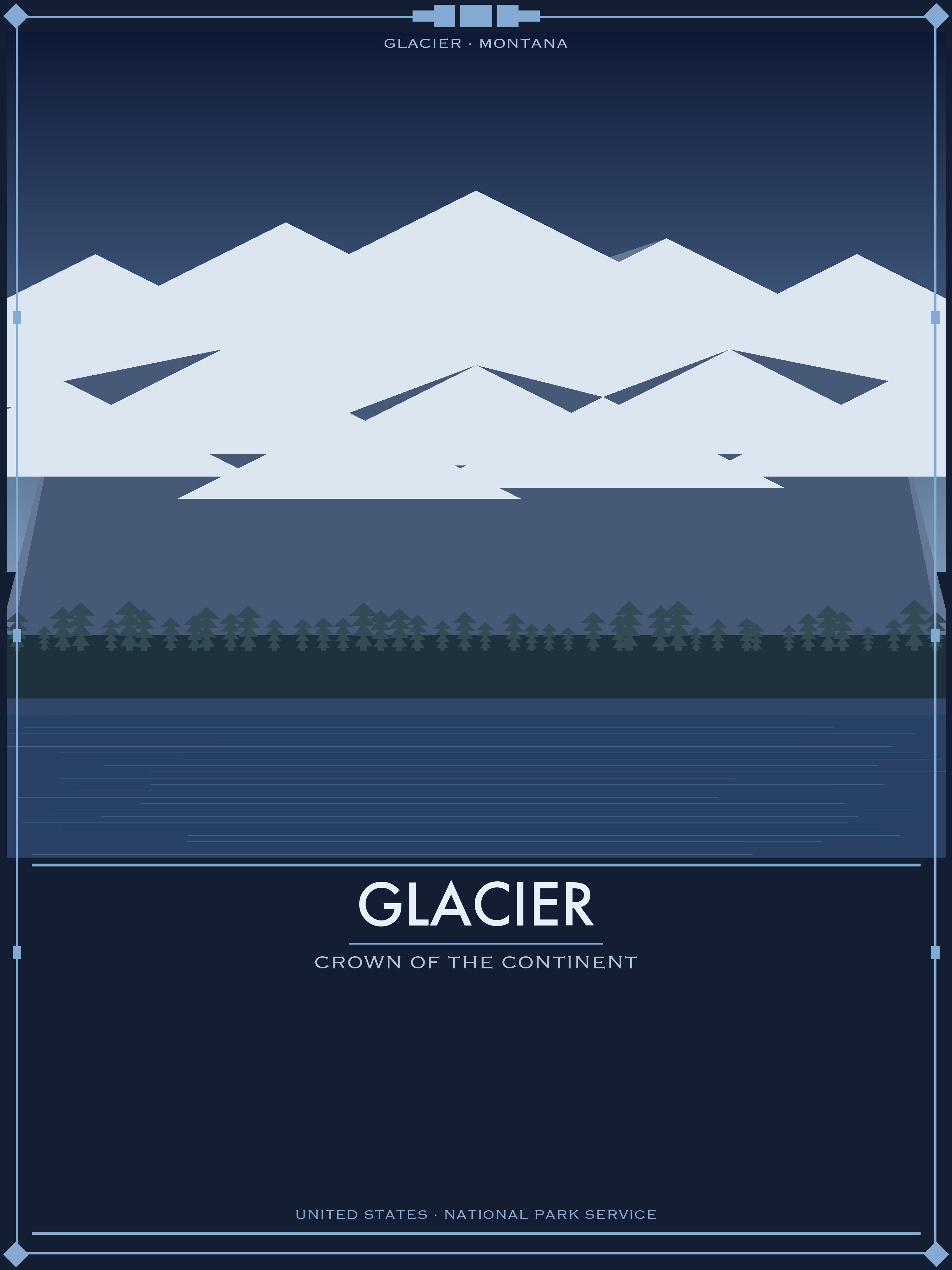 Glacier National Park - Vintage WPA Style Travel Poster