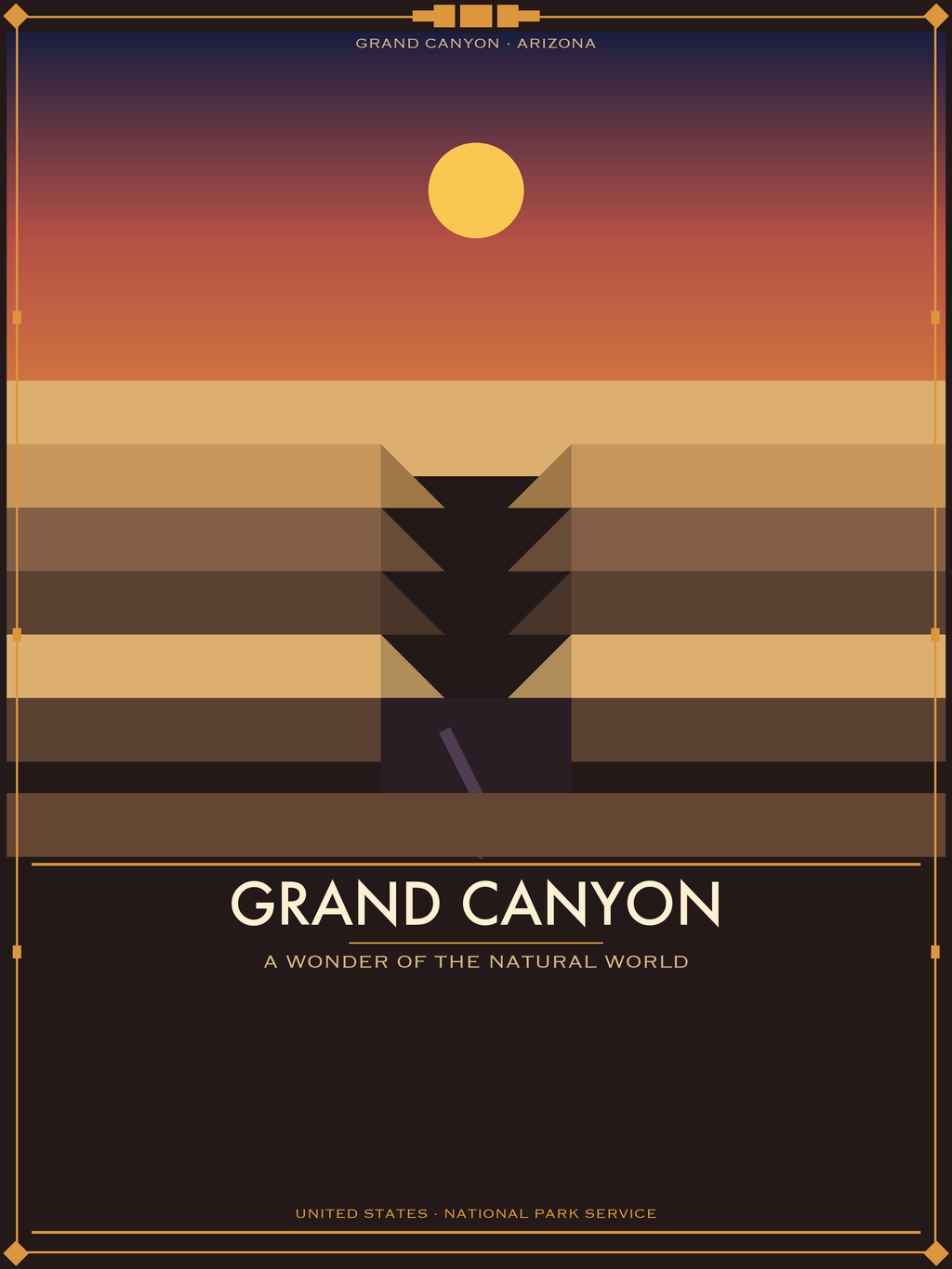 Grand Canyon National Park - Vintage WPA Style Travel Poster — National Park Poster 18×24" Wall Art