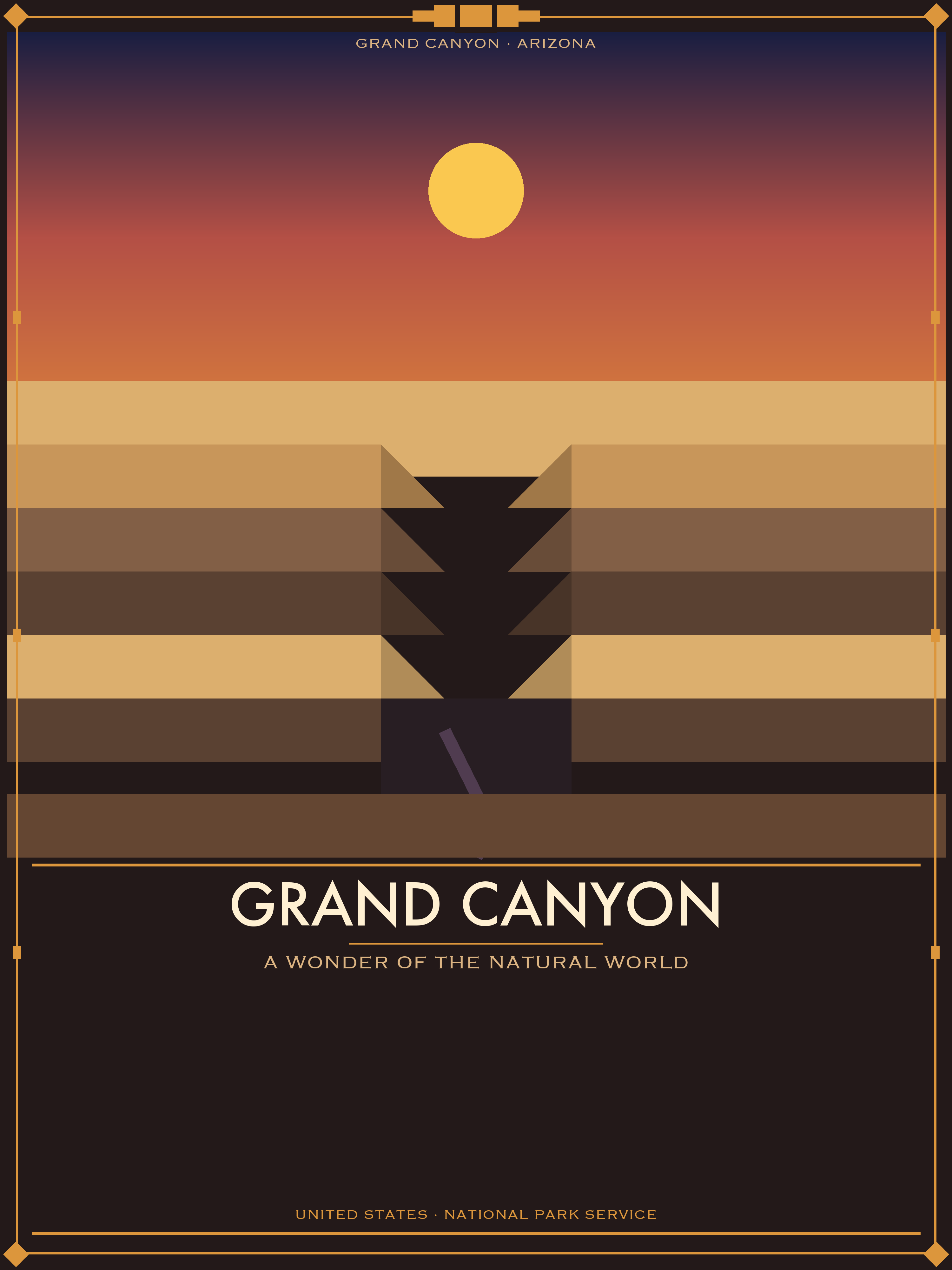 Grand Canyon National Park - Vintage WPA Style Travel Poster