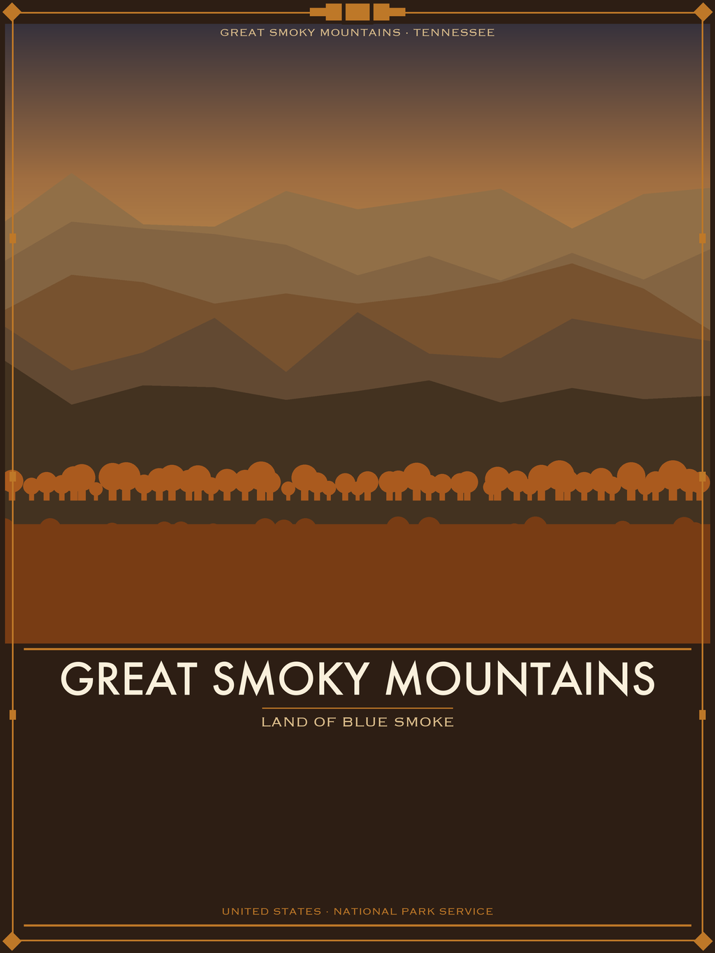 Great Smoky Mountains National Park - Vintage WPA Style Travel Poster — National Park Poster 18×24" Wall Art