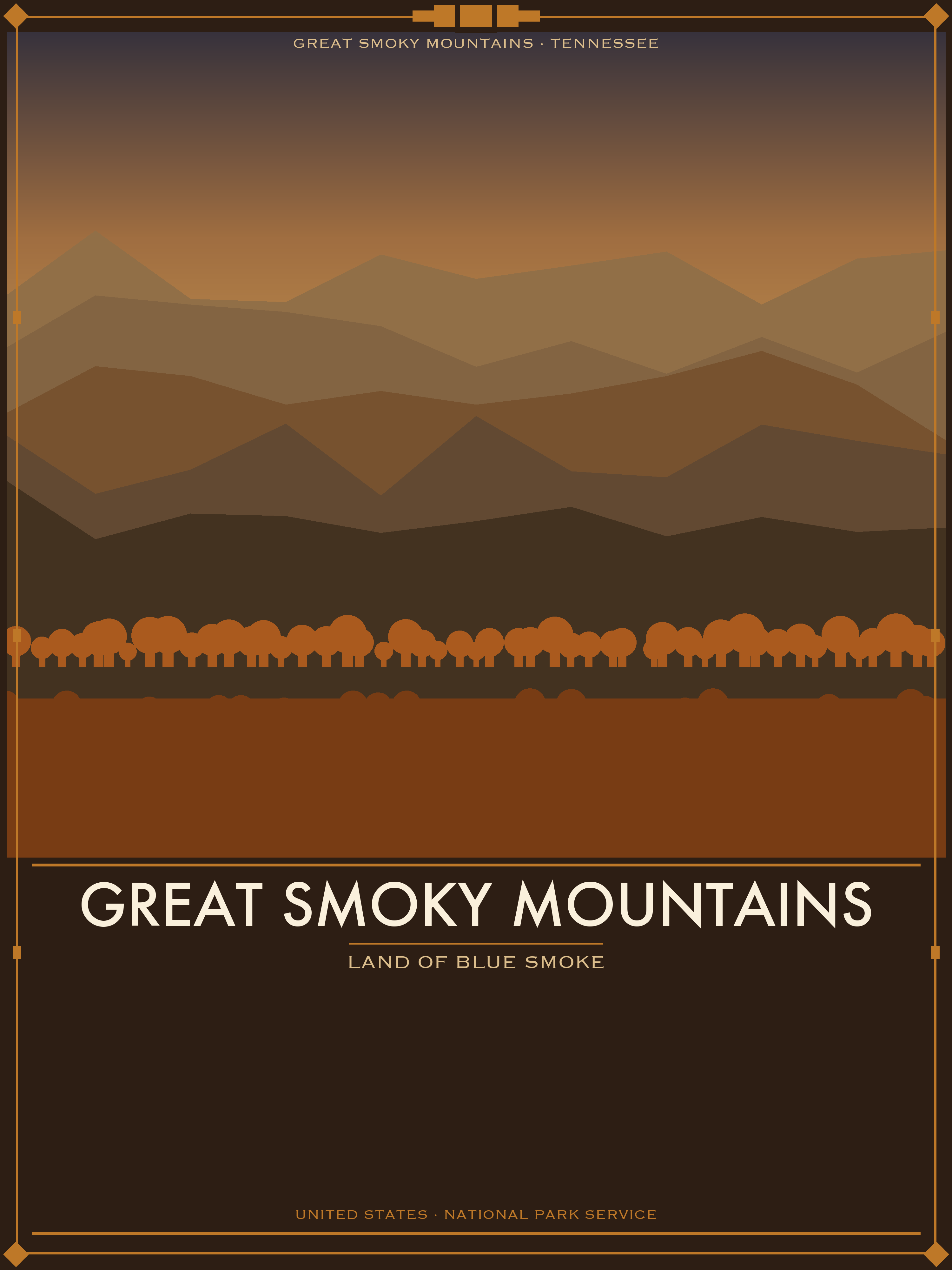 Great Smoky Mountains National Park - Vintage WPA Style Travel Poster