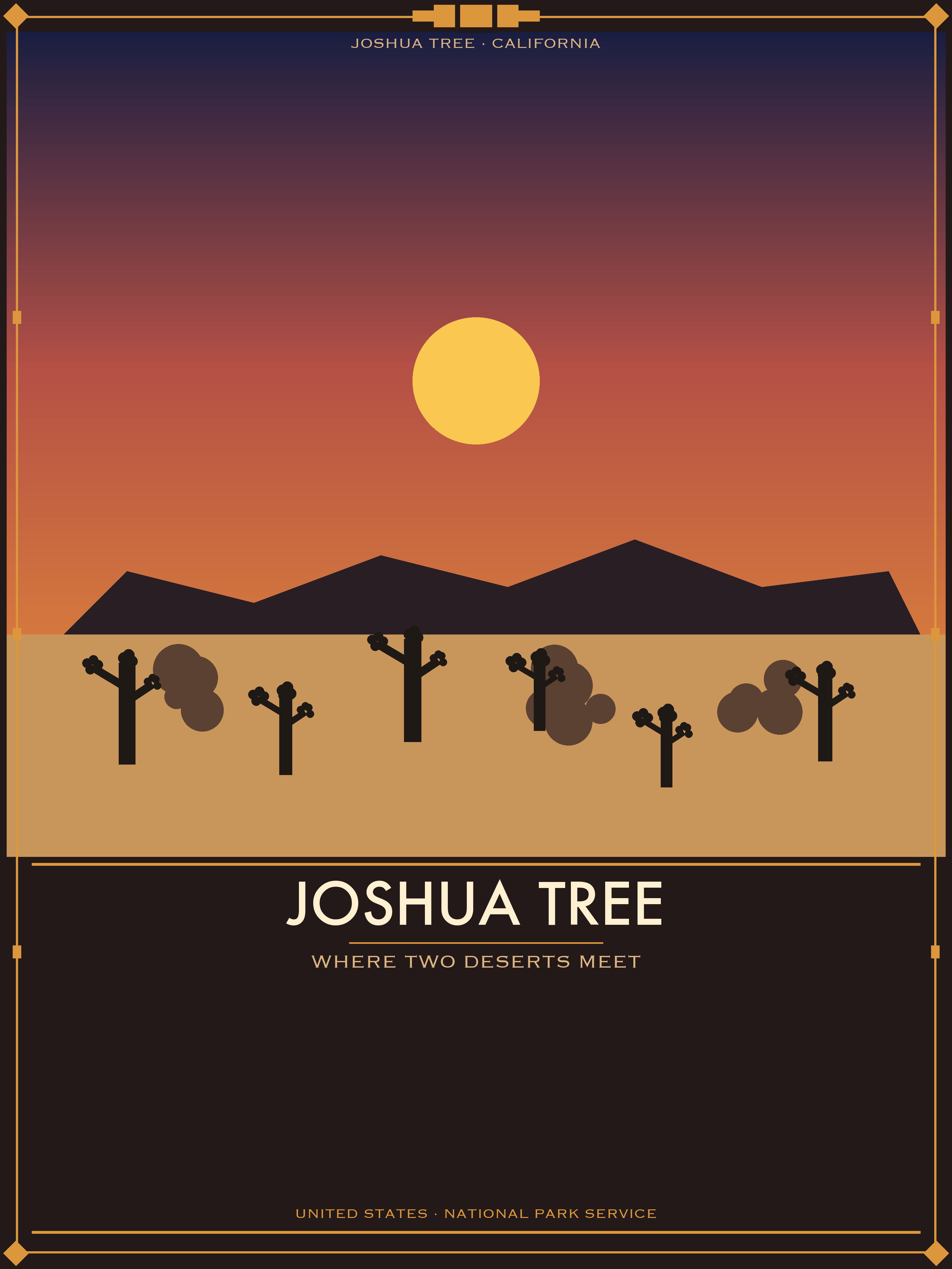 Joshua Tree National Park - Vintage WPA Style Travel Poster