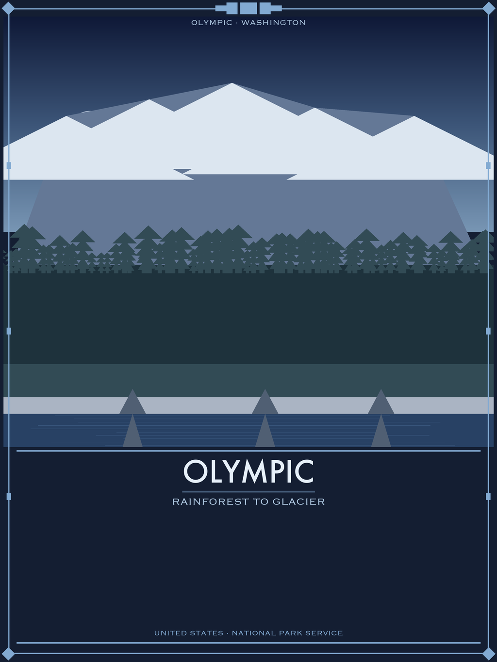 Olympic National Park - Vintage WPA Style Travel Poster — National Park Poster 18×24" Wall Art