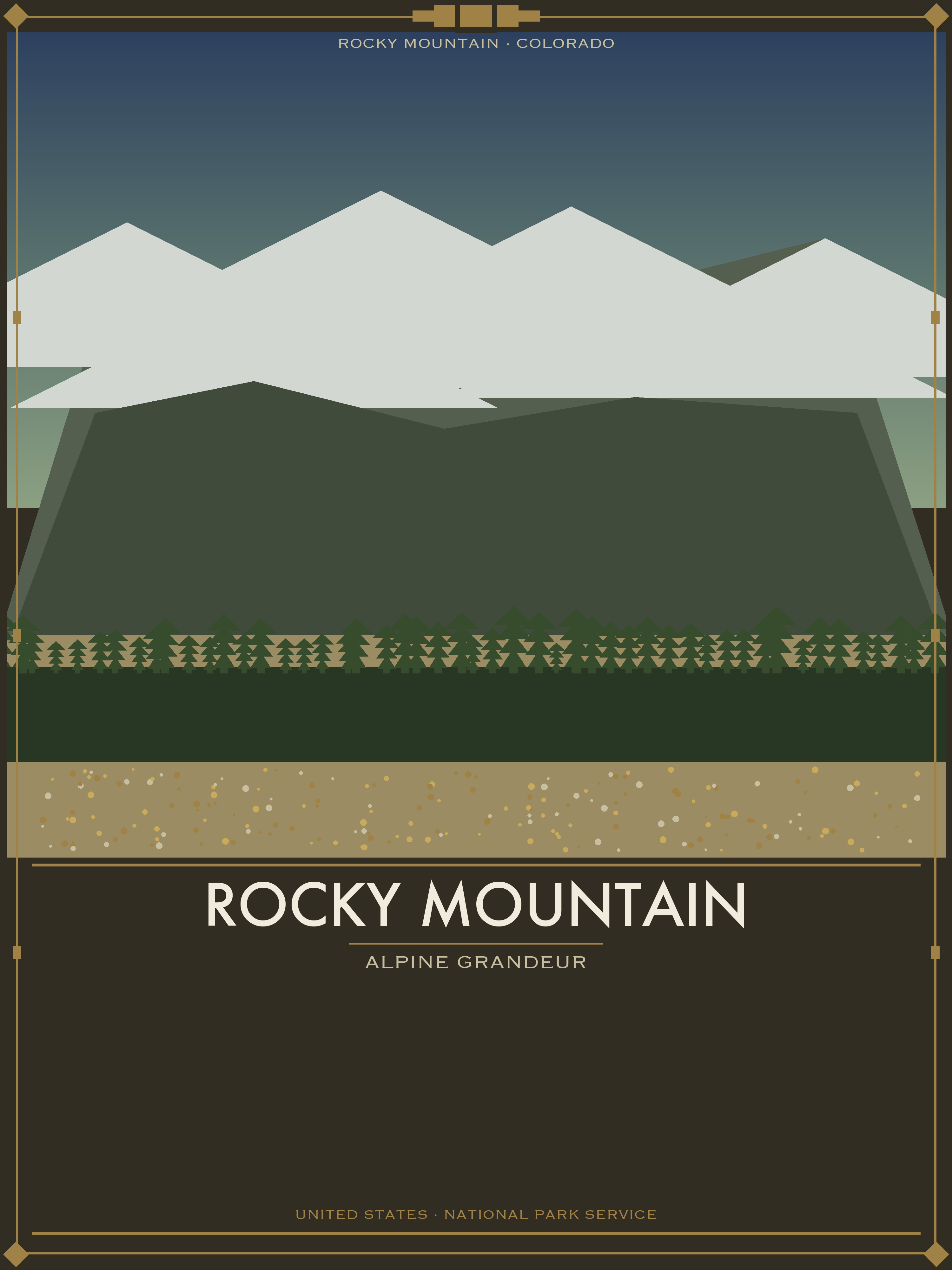 Rocky Mountain National Park - Vintage WPA Style Travel Poster