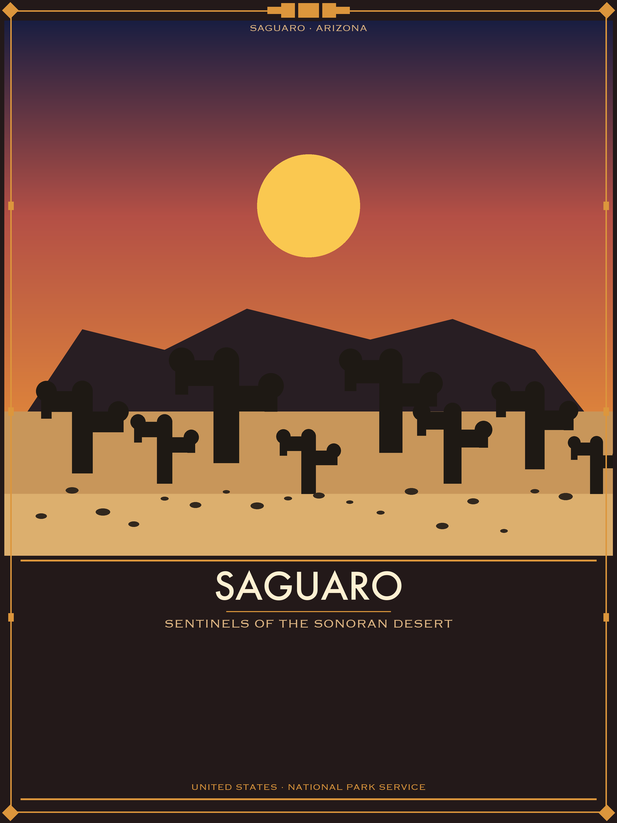 Saguaro National Park Vintage Poster | WPA Style Art Print