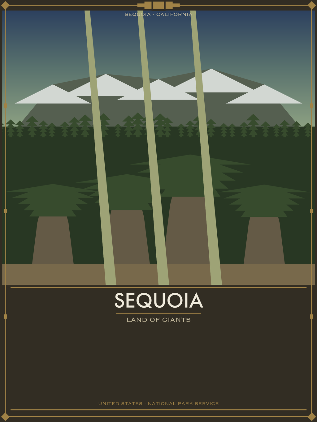 Sequoia National Park - Vintage WPA Style Travel Poster — National Park Poster 18×24" Wall Art