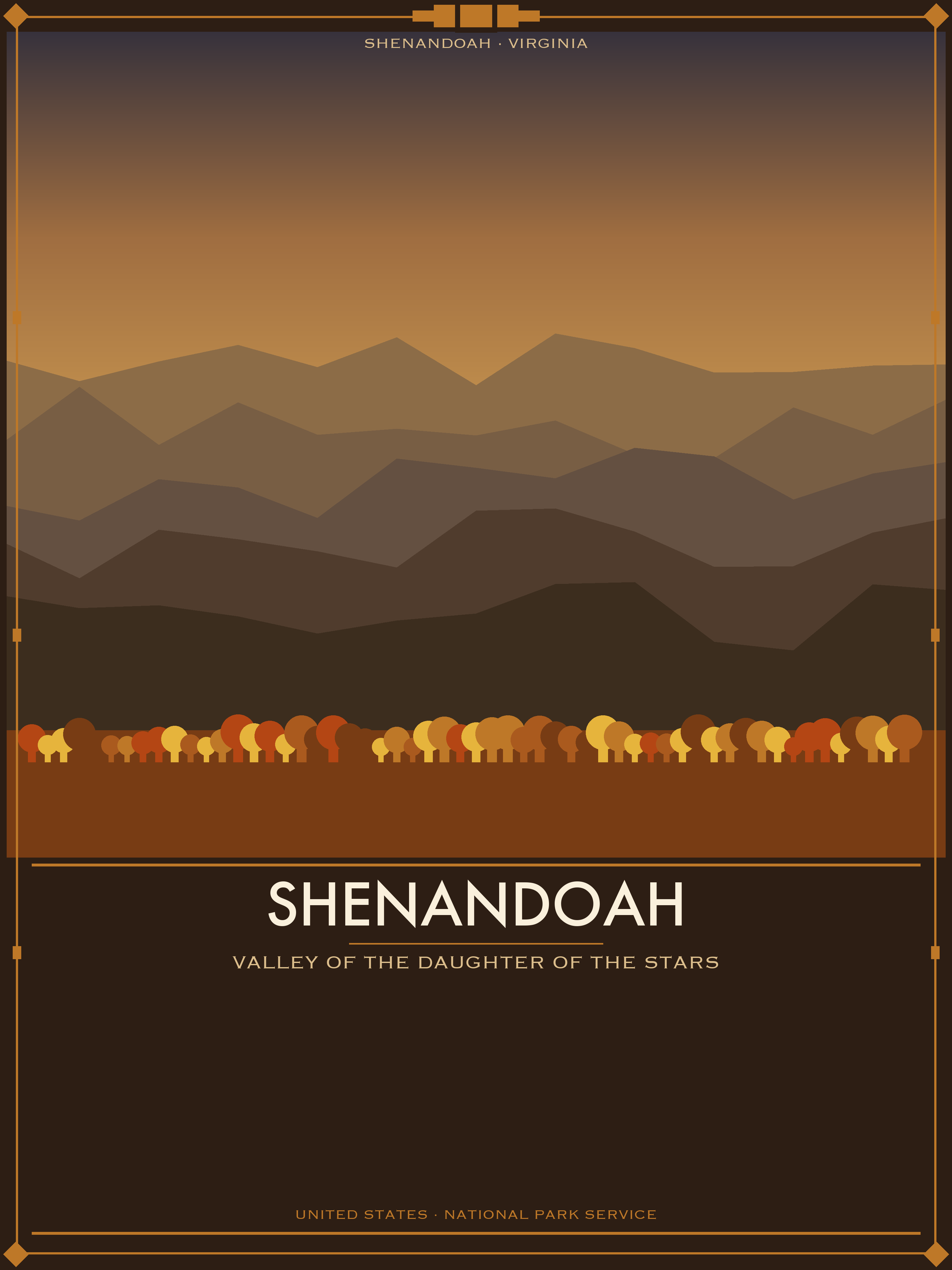 Shenandoah National Park - Vintage WPA Style Travel Poster