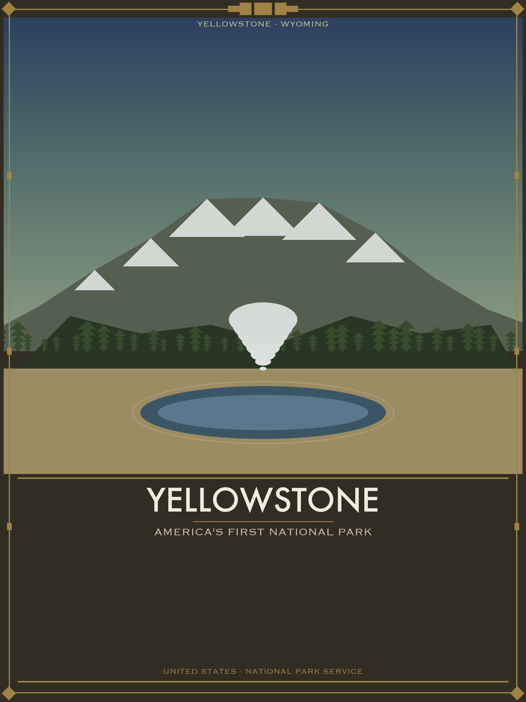 Yellowstone National Park - Vintage WPA Style Travel Poster — National Park Poster 18×24" Wall Art