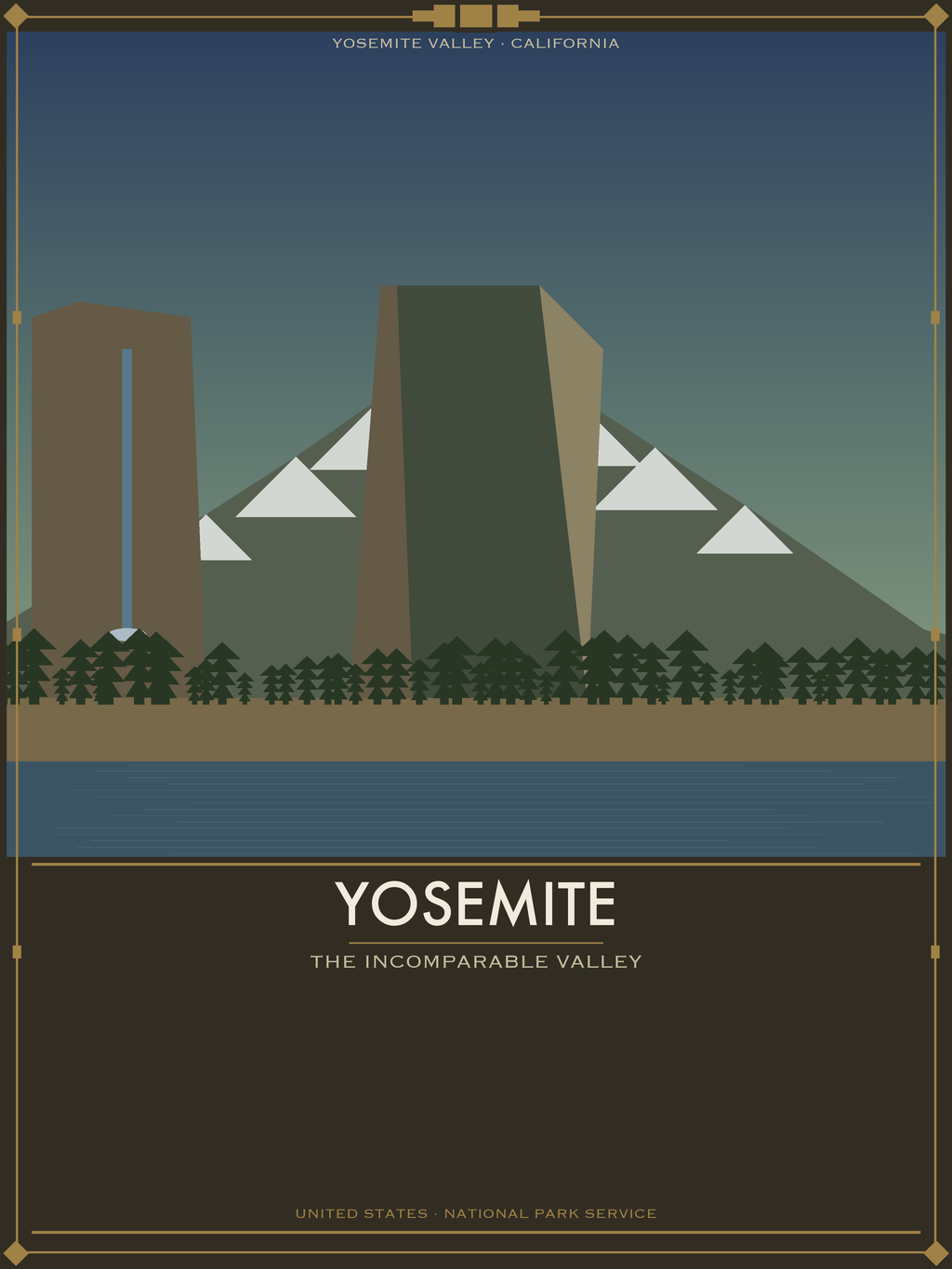 Yosemite National Park - Vintage WPA Style Travel Poster — National Park Poster 18×24" Wall Art